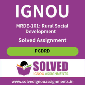 IGNOU MRDE 101 Solved Assignment