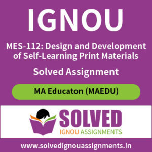 IGNOU MES 112 Solved Assignment