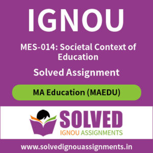 IGNOU MES 14 Solved Assignment