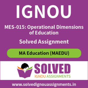 IGNOU MES 15 Solved Assignment