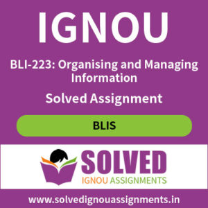 IGNOU BLI 223 Solved Assignment