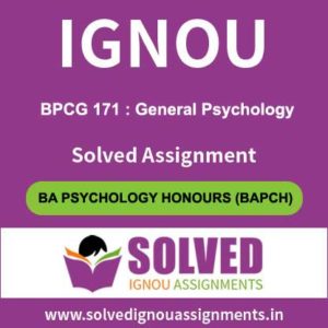 IGNOU BPCG 171 Solved Assignment