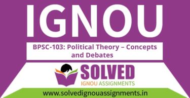 IGNOU BPSC 103 Solved Assignment
